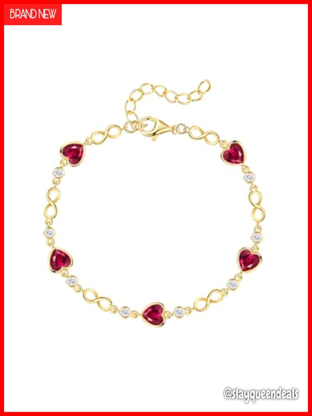 Sterling Silver Infinity Heart Birthstone Bracelet - Dainty CZ Link Bracelet